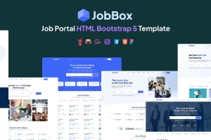 JobBox v4.1 – 招聘门户网站 + 管理员HTML Bootstrap 5模板