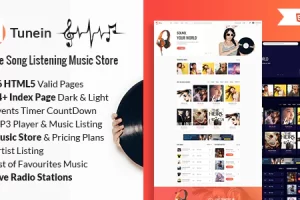 Tunein – 在线音乐商店和广播电台 HTML 模板