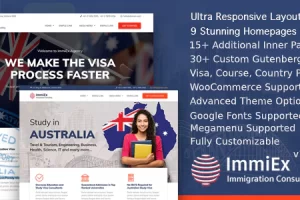 ImmiEx v1.5.8 – 移民法、签证服务支持、移民代理咨询 WordPress 商业主题