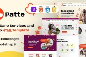 Patte – 宠物护理和宠物店 HTML 模板