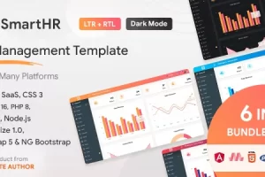 SmartHR v3.9.7 – HRMS、薪资、HR 项目管理管理仪表板 Html、Angular、PHP 引导模板