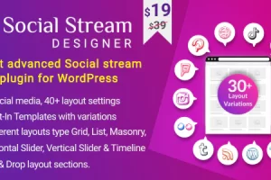 Social Stream Designer v1.1.8 – Instagram Facebook Twitter Feed – 社交媒体 Feed Grid Gallery 插件