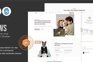 Paws – 宠物护理和动物收容所 HTML 模板