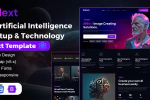 AiNext – AI 人工智能初创公司和技术 React 模板