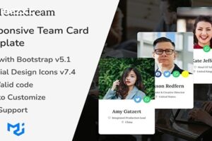 Teamdream – 响应式团队卡片 Bootstrap 模板