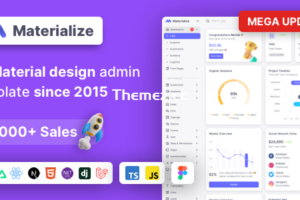 Materialize v13.5.0 -Next.js、Vuejs、Nuxt、HTML、Laravel、Django、Asp。Net Material Design管理模板